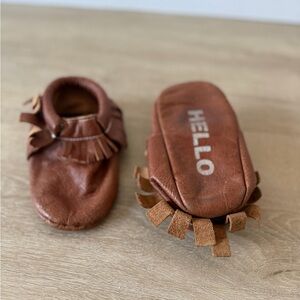 Freshly picked toddler Brown Leather Kids Moccasins for 2-3 year old